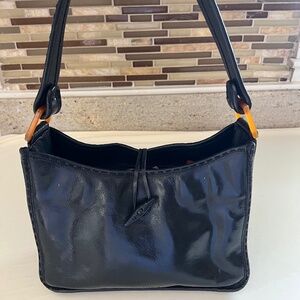 Vintage Cole Haan Genuine Leather Handbag Black with Lucite Hardware